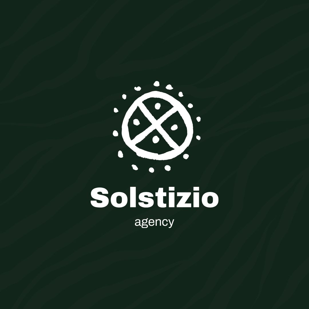 Logo simbolico per Solstizio Agency, progetto di brand design con segno totemico circolare ed estetica primitiva.